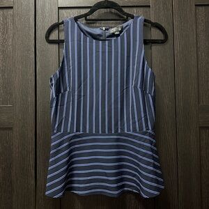 Blue Striped Peplum Tahari Top